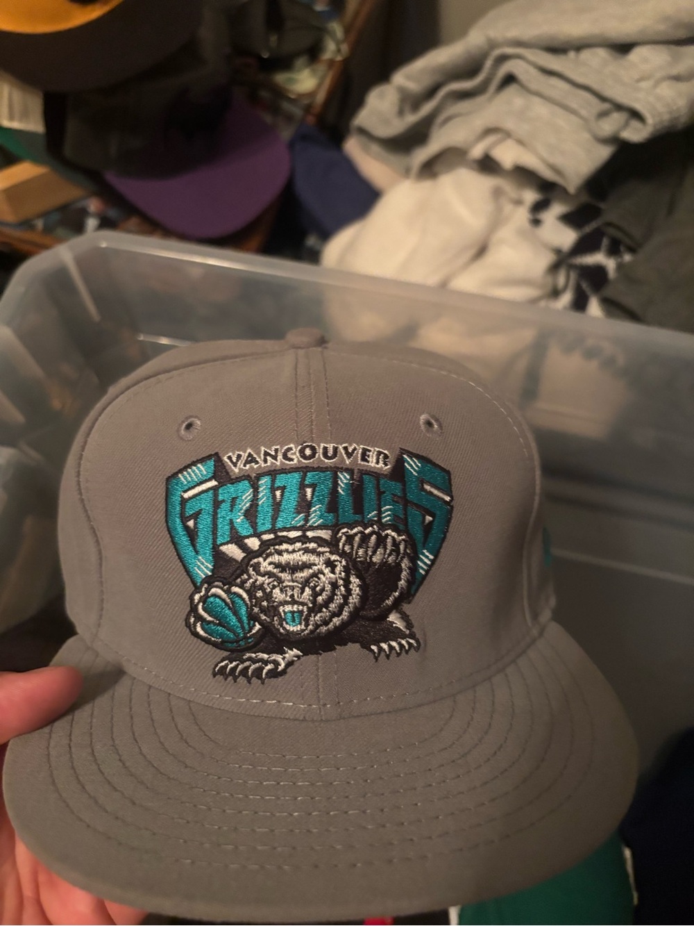 new era vancouver grizzlies hardwood classics 59fifty fitted hat gray teal 7 siz